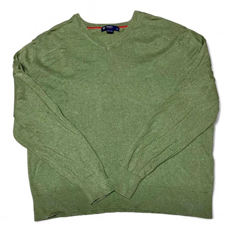 Cremieux Classico Mens Large Green Cotton/Cashmere Crewneck Pullover Sweater